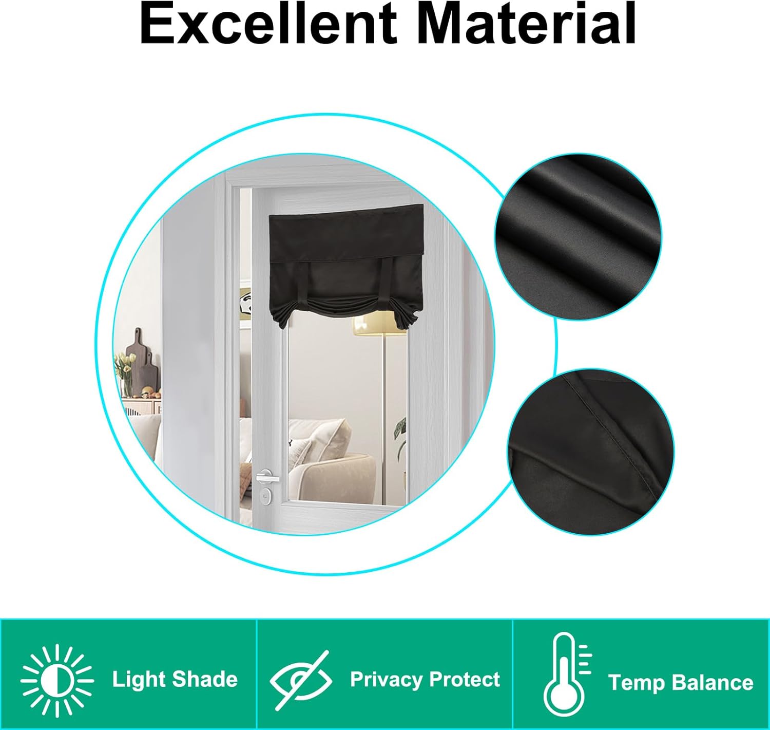 FUANGUI Blackout Door Curtains 26x69 Inch Black Panel