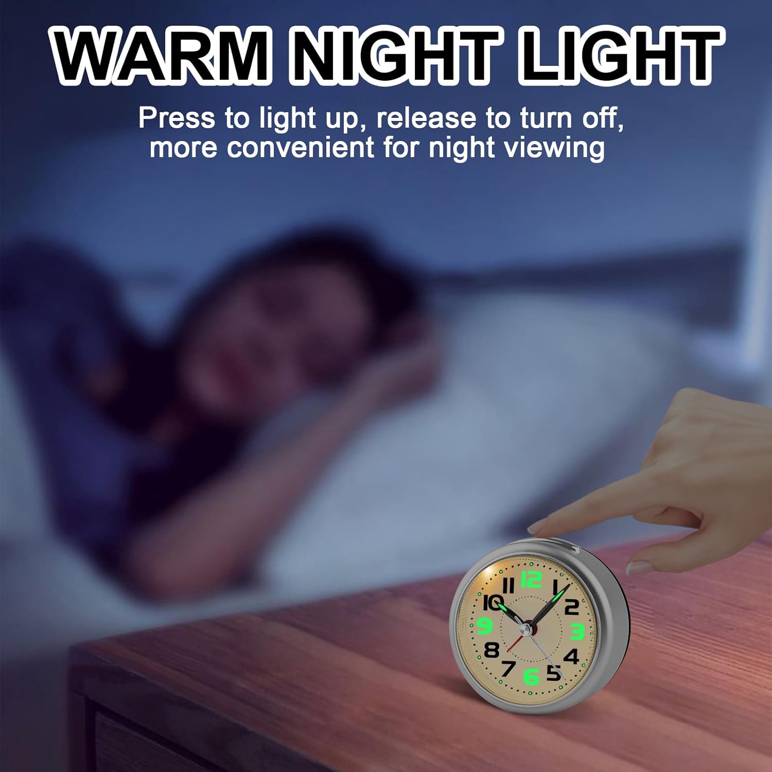 DTKID 327 Inch Analog Alarm Clock with Night Light and Snooze