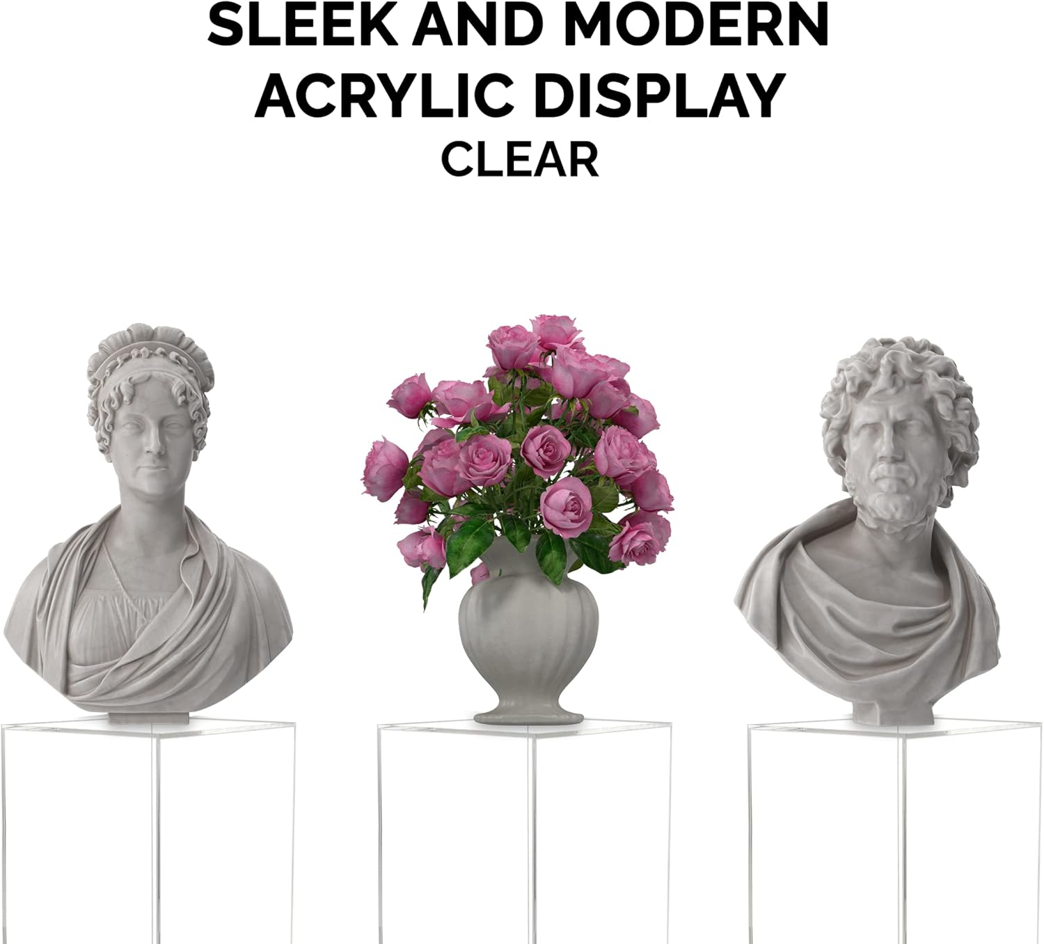 Tall Display Cube 12x12x16 Clear with White Base