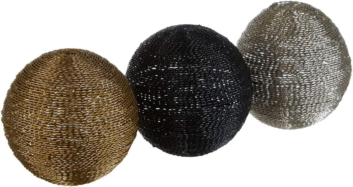 Premier Housewares Decorative Spheres Metal Gold Black Silver