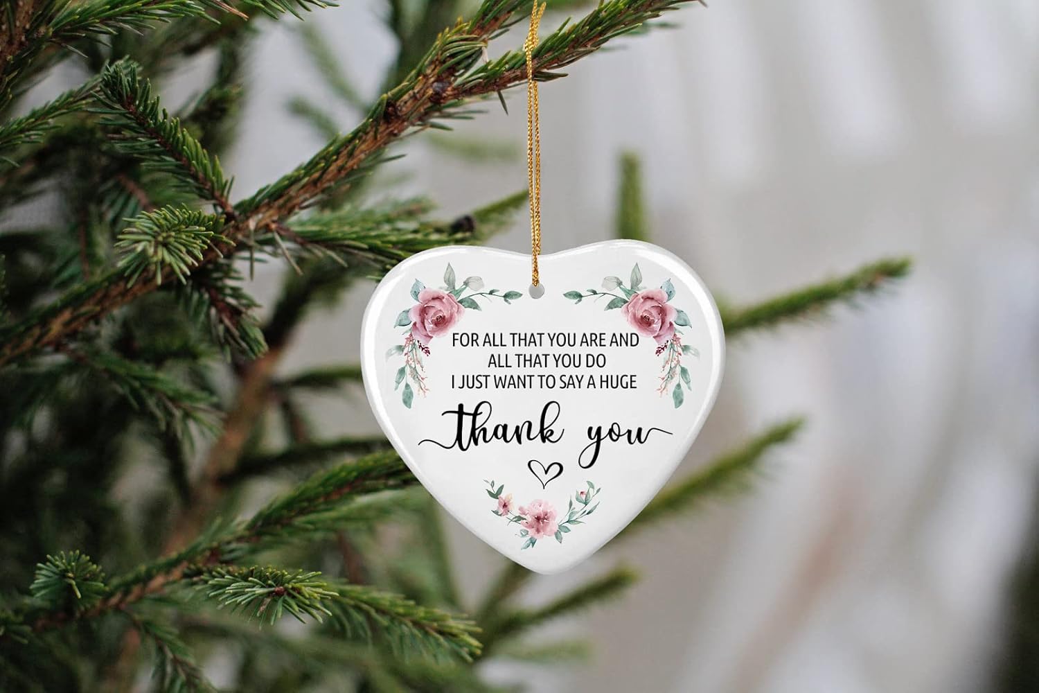 NTKIO Thank You Heart Ceramic Ornament Keepsake Sign