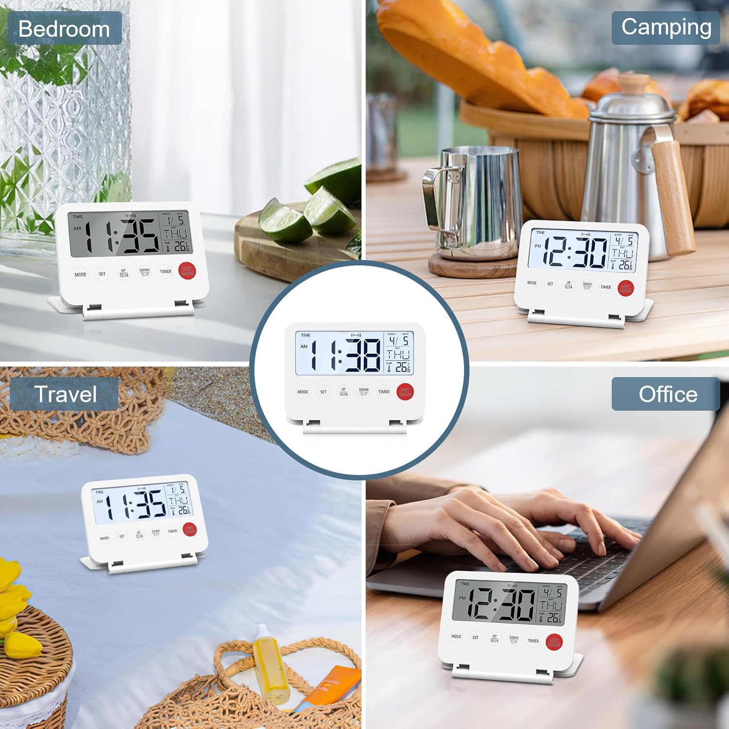 Ankilo Digital Travel Alarm Clock with Temperature and Countdown Timer