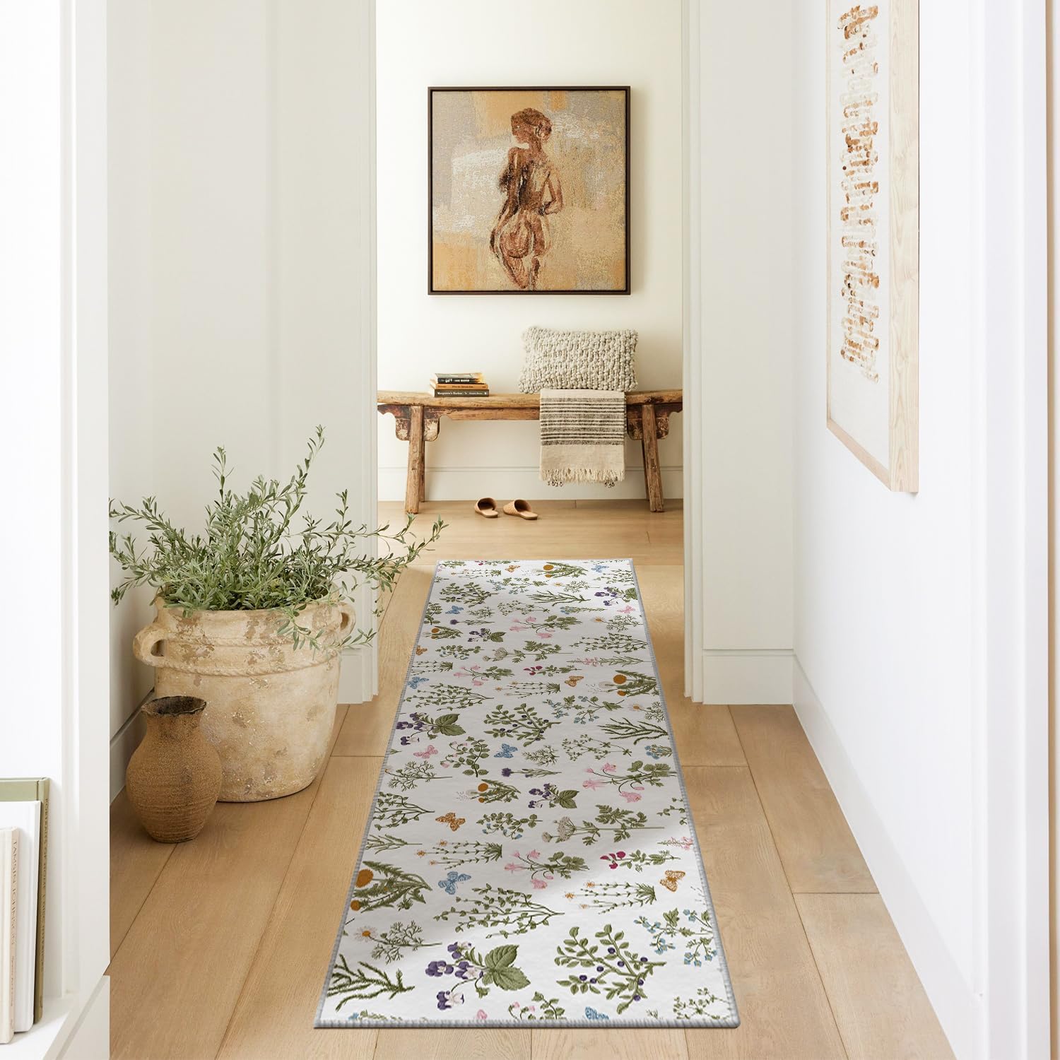 Artoid Mode Wild Floral Antique Herbs Runner Rug
