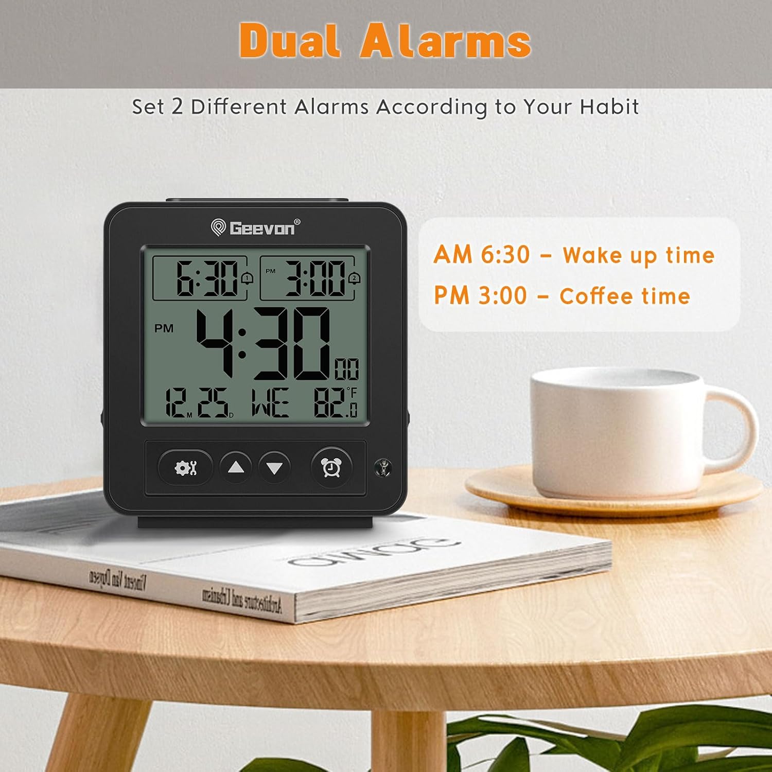 Geevon Smart Night Light Alarm Clock with 2 Beeps and Temperature Monitor