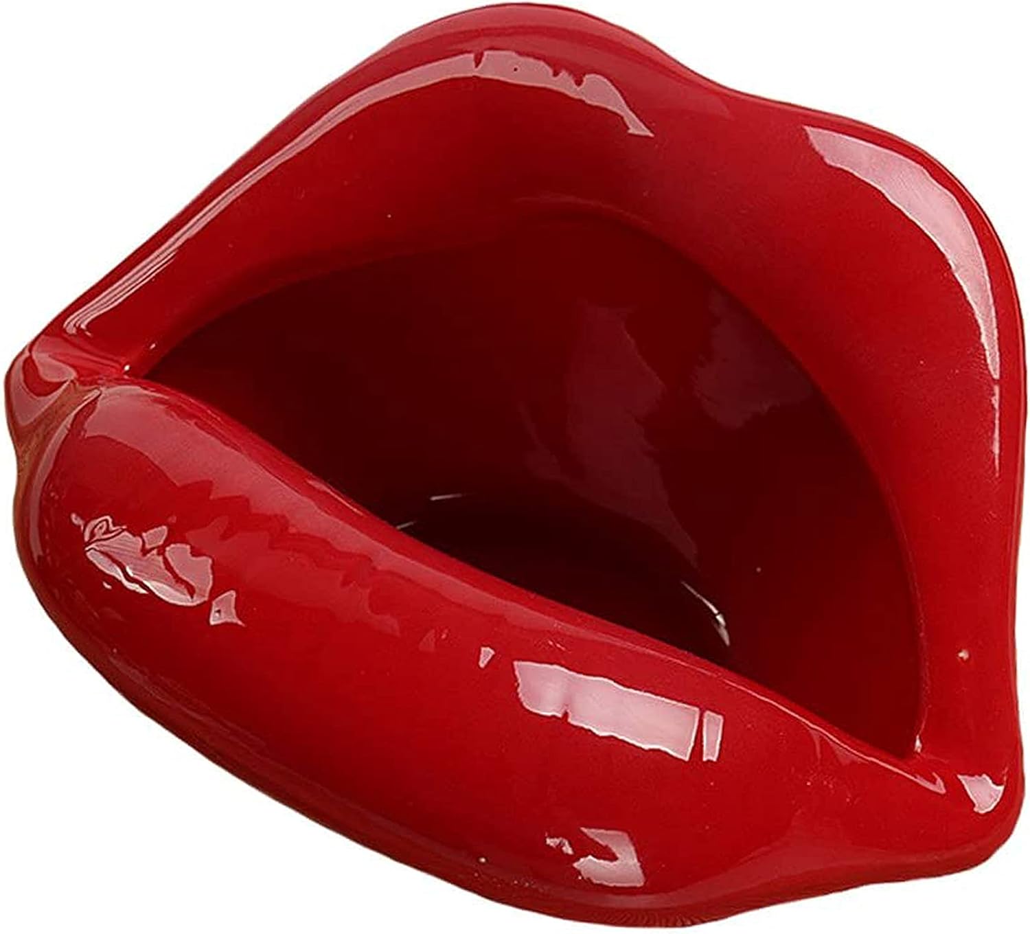 Creative Ceramic Cigarette Ashtray with Lips Design Dark Red