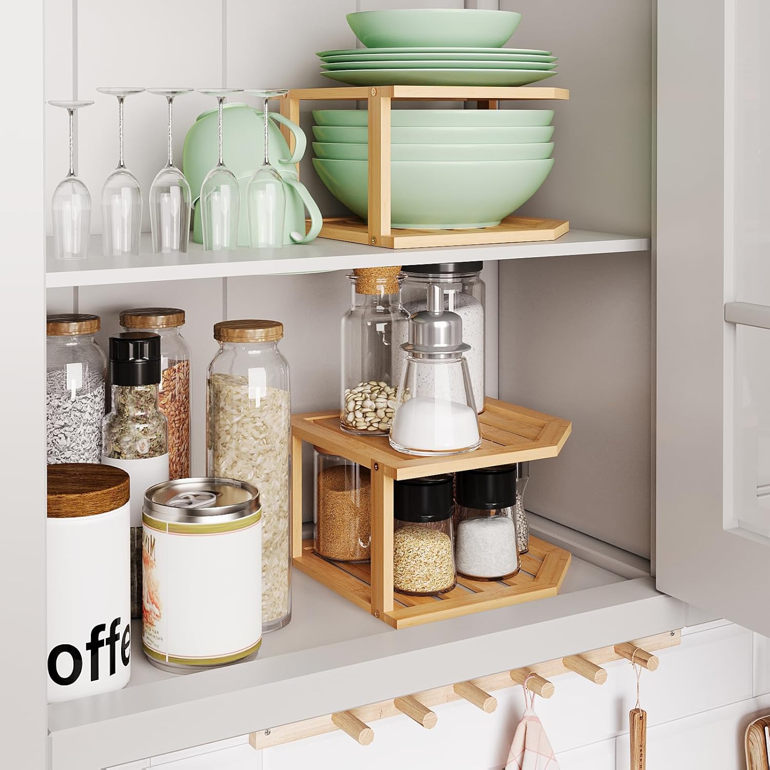 VERTORGAN Bamboo Corner Shelf 2 Pack