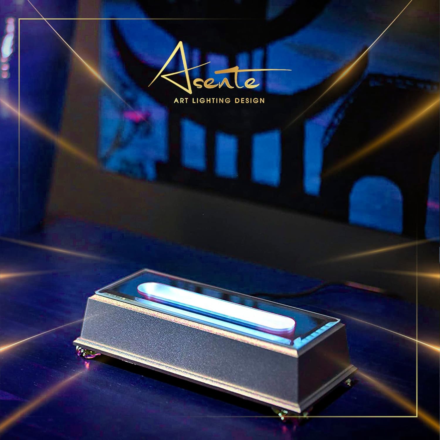 ASENTE 6 LED Light Pedestal with White Light - Black Lacquer Base