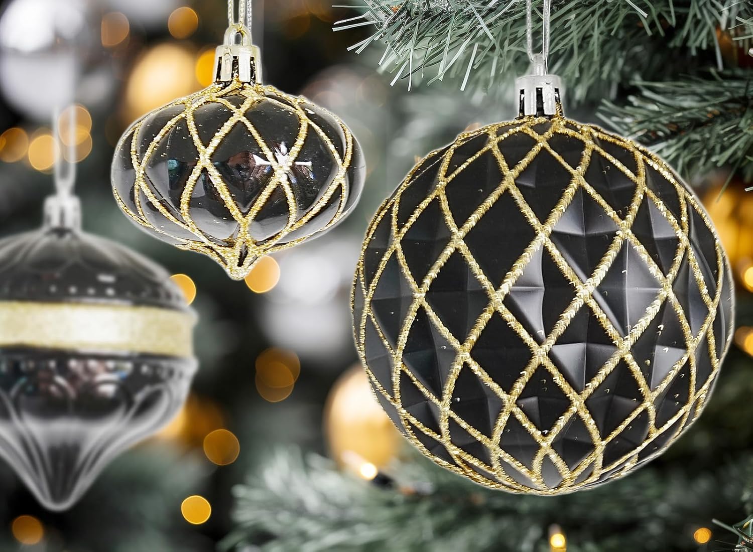 4 Piece Christmas Ornament Set for Tree and Holiday Decor