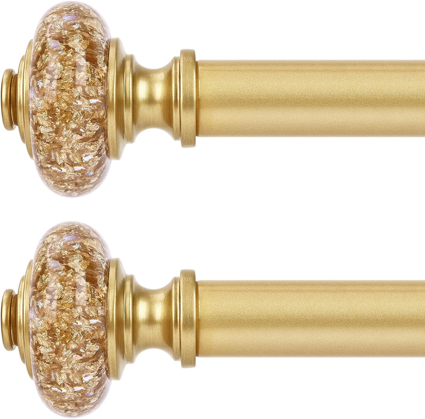 2 Pack Gold Curtain Rods for Windows 48-84 Inch