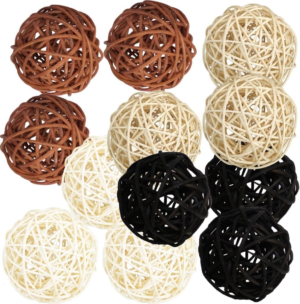 12pcs Multi Color Rattan Ball Hanging Decor