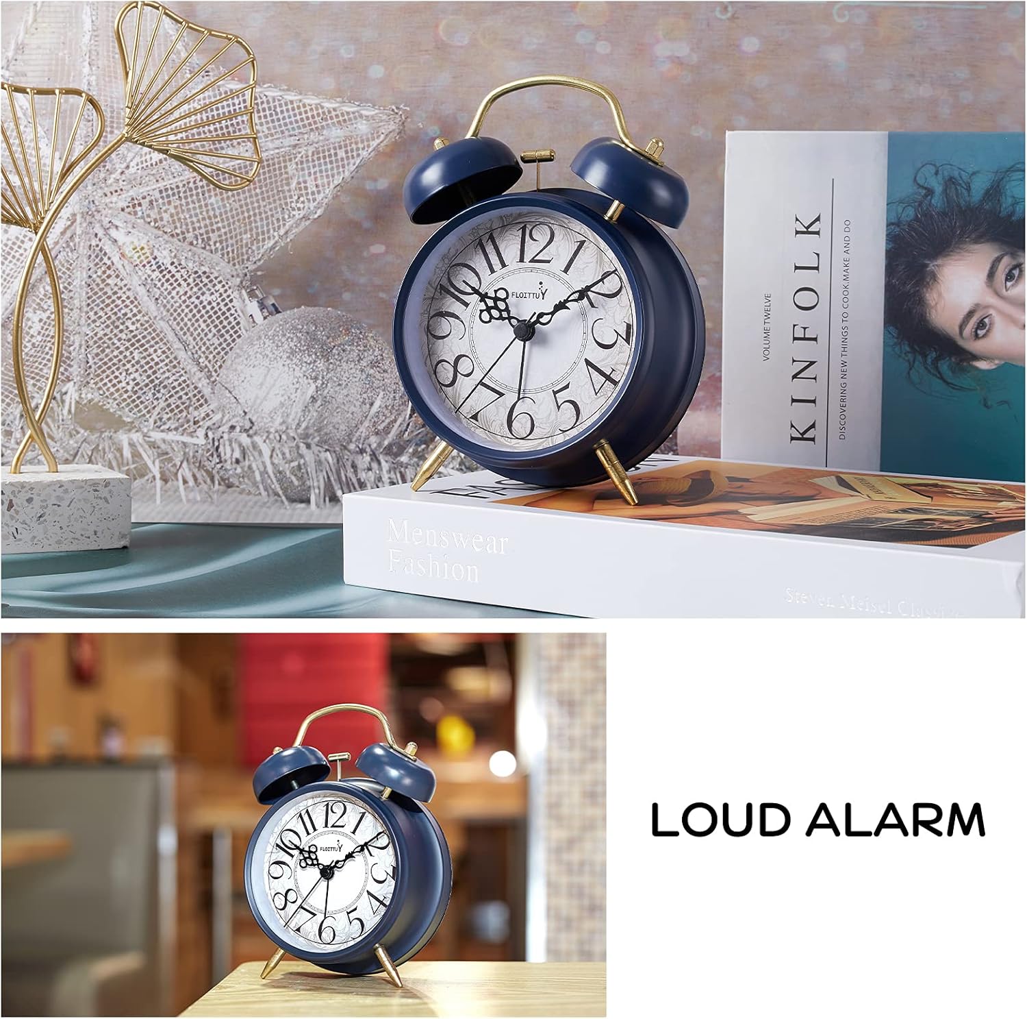 Loud Alarm Clock with Retro Bell and Backlight for Deep Sleepers