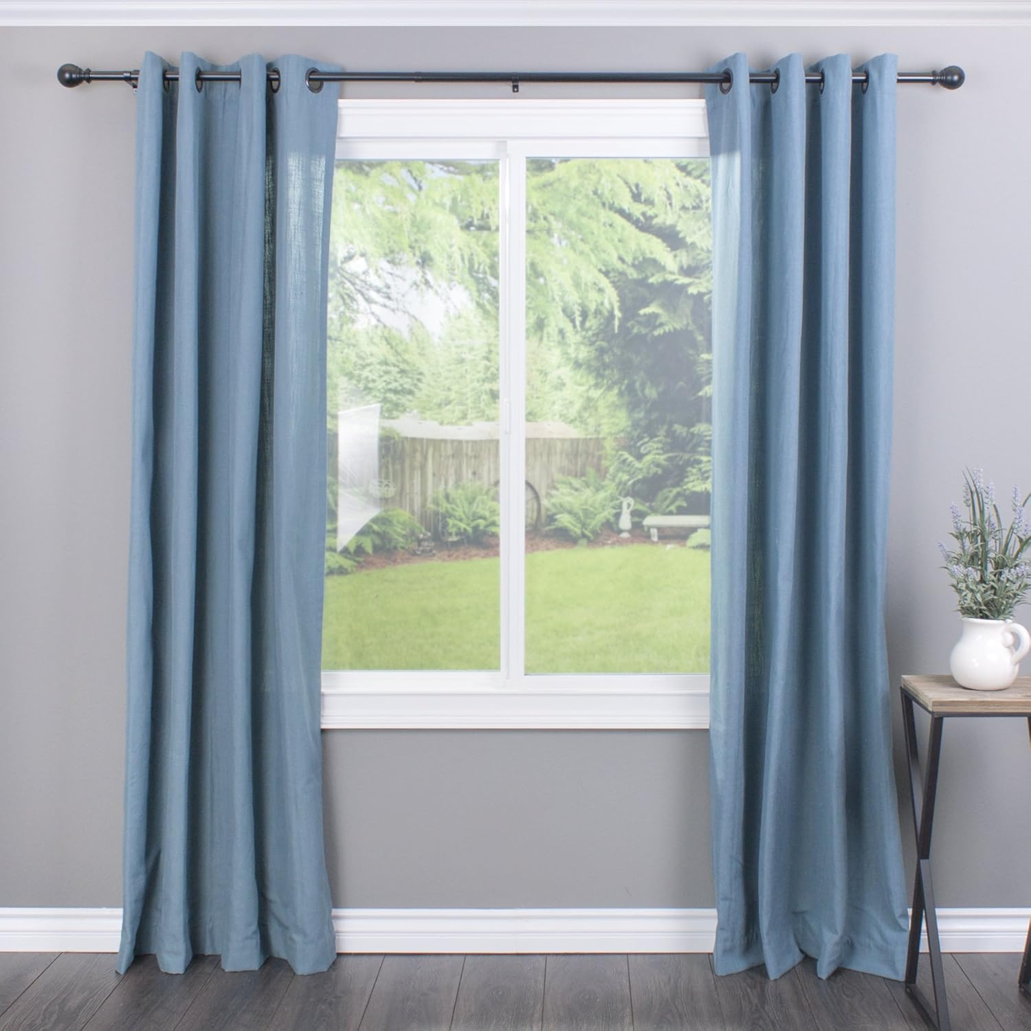 Decopolitan Ball Single Telescoping Drapery Rod Set Black 18-36 Inch