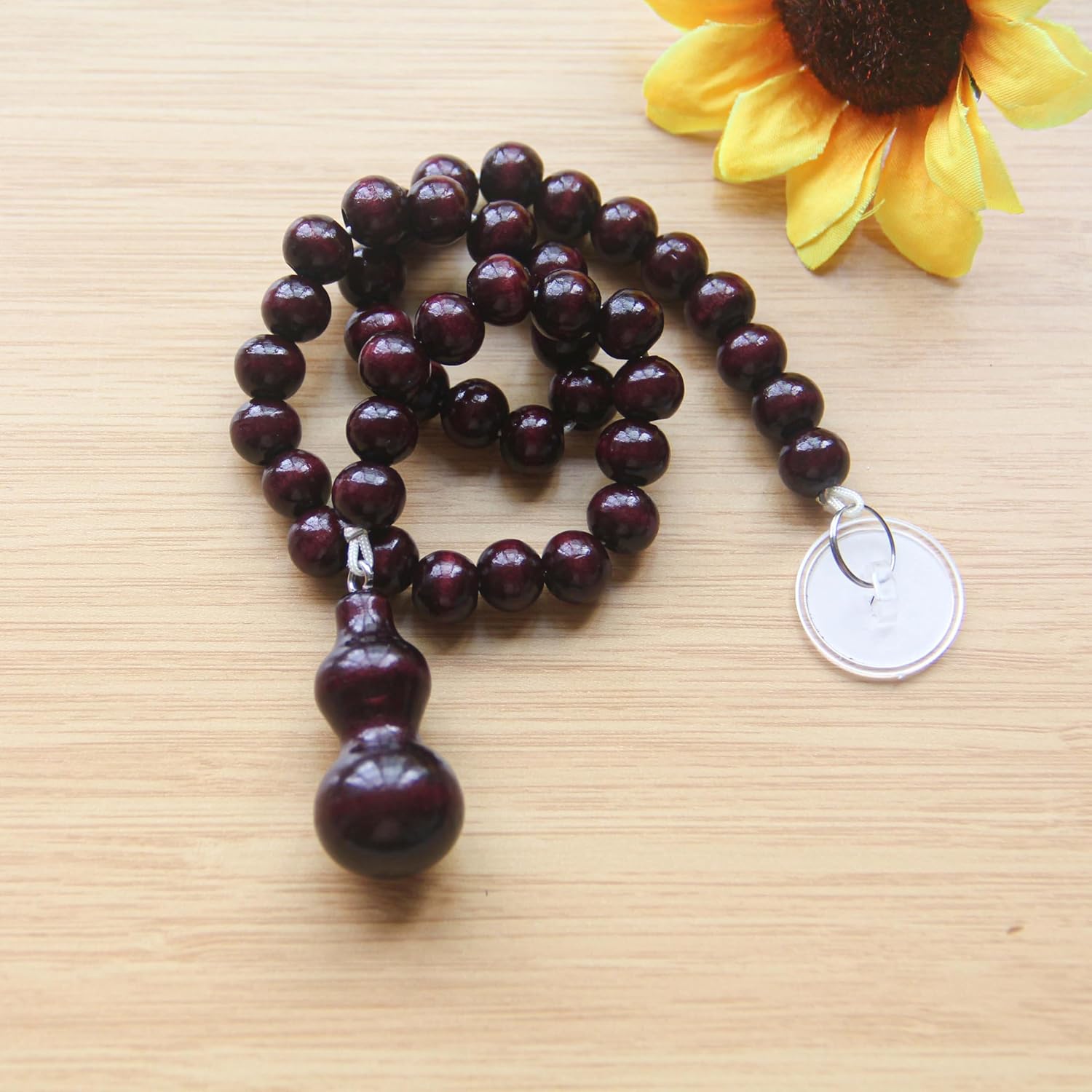 Wood Beaded Door Curtain Self-Adhesive Wine Red 25 String Boho Decor