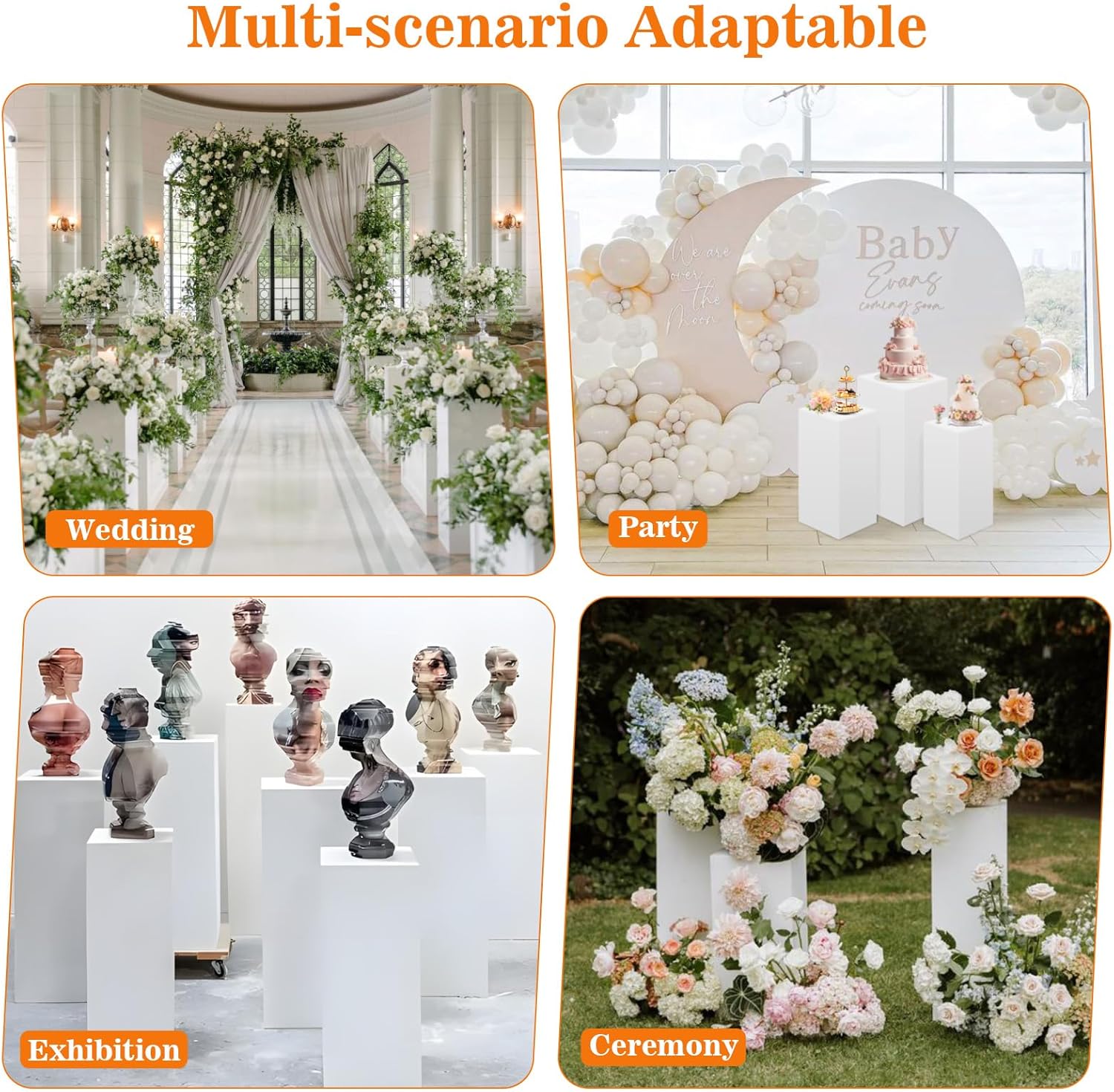 ANMINY 3PCS Square Metal Pedestal Stand Set