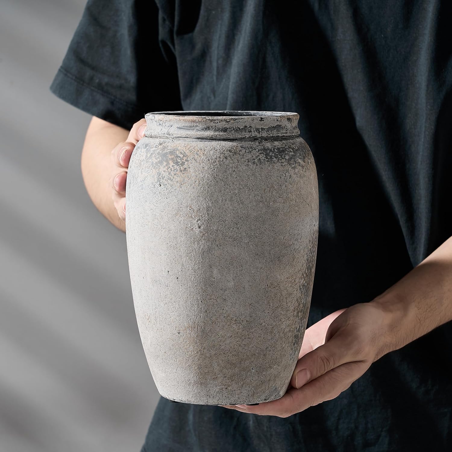 PORCER 82 Inch Gray Ceramic Vase for Home Decor
