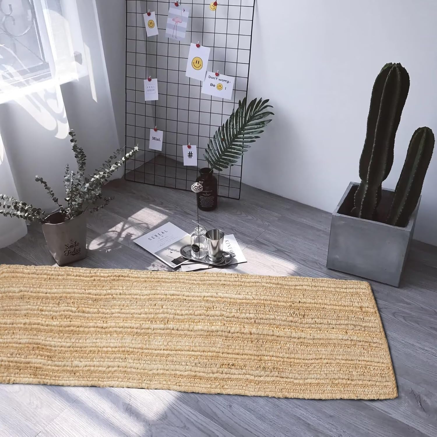 Shatex Hallway Runner Rug 2x6 Natural Jute Reversible