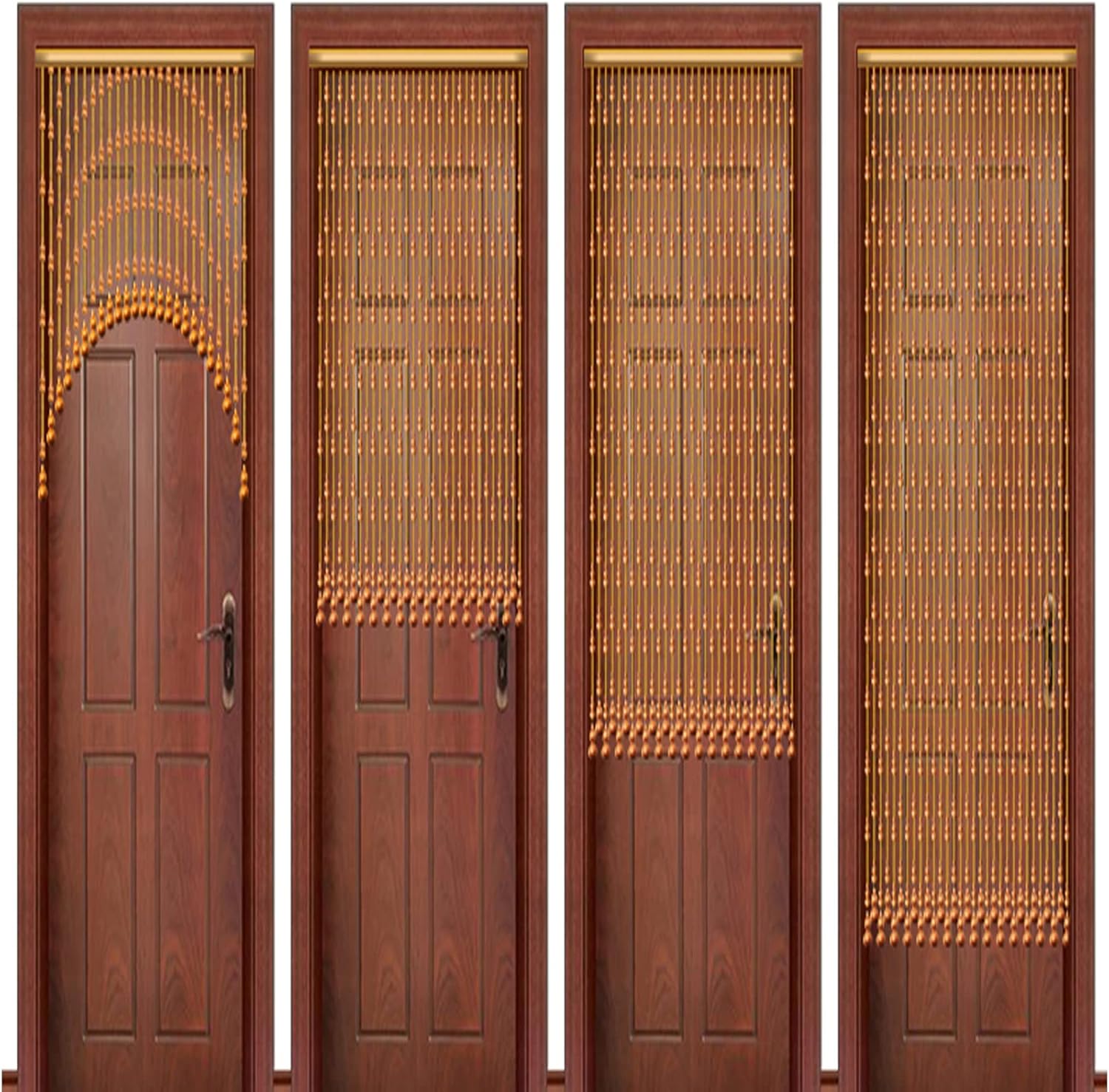 KDDEON Natural Wood Beaded Door Curtain