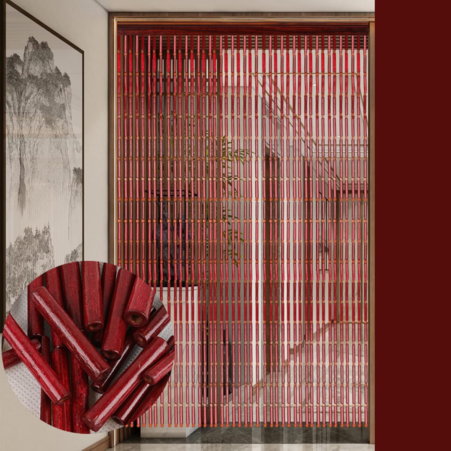 Bamboo Beaded Door Curtain for Privacy and Decor