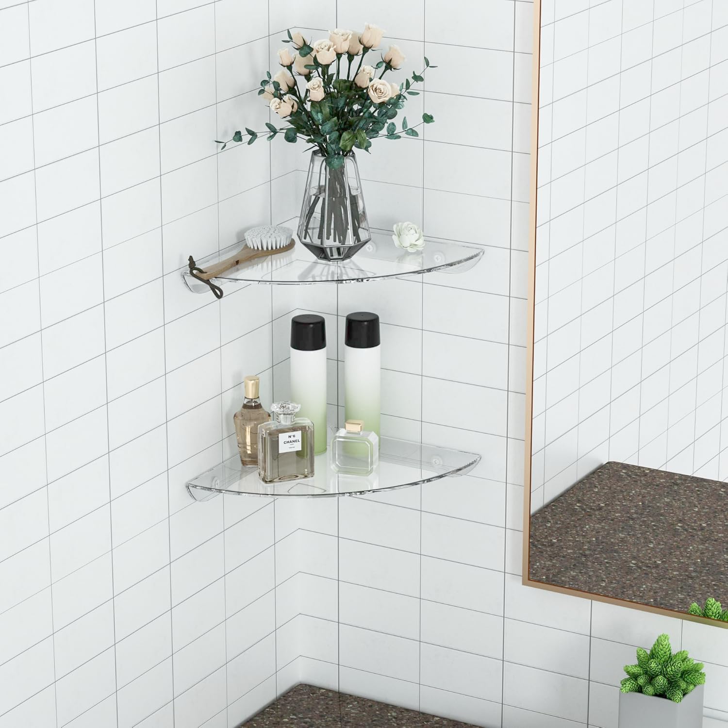 95x95 Inch Acrylic Corner Floating Shelf Set of 2