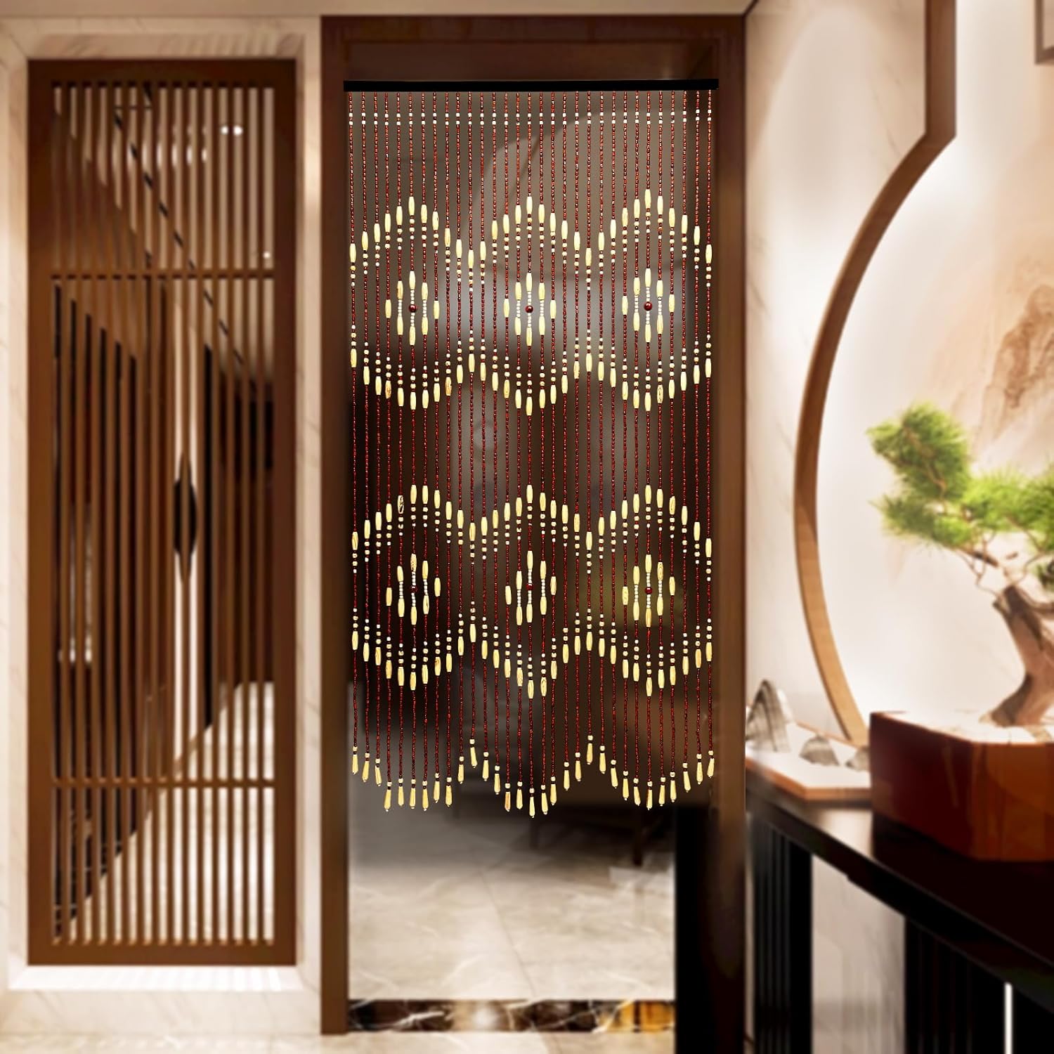 Wooden Bead Curtain Divider for Home Decor