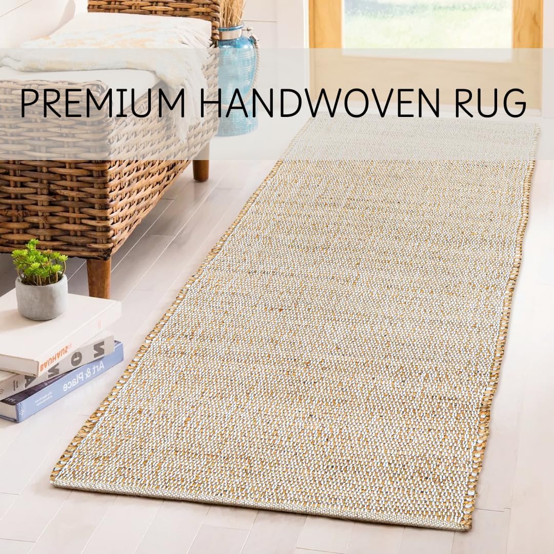 Savi Home Jute Cotton Handwoven Runner Rug 2x6 Natural Fiber Rustic Farmhouse Design