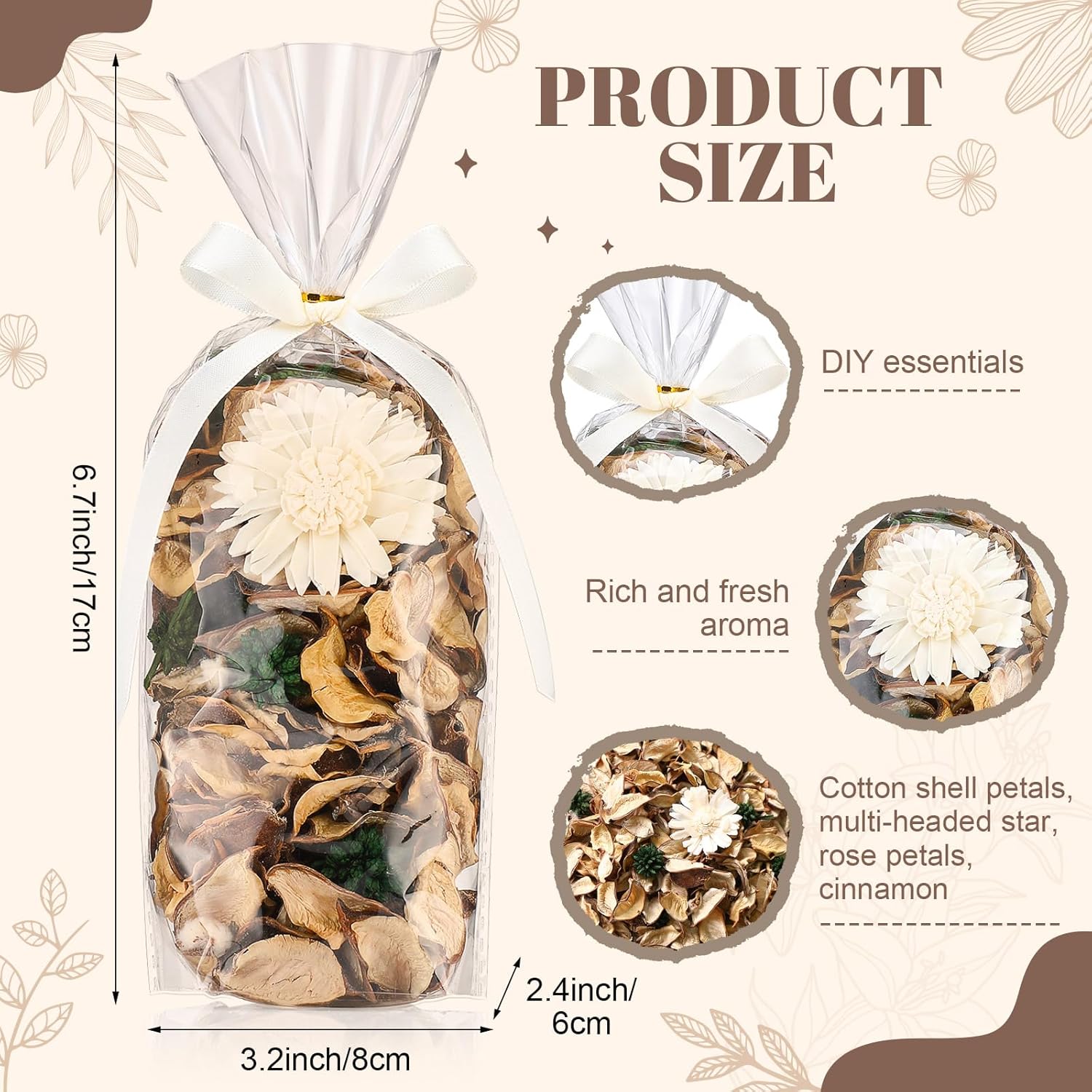 Nuanchu 6 Pcs White Potpourri Bags with Chrysanthemum Scent