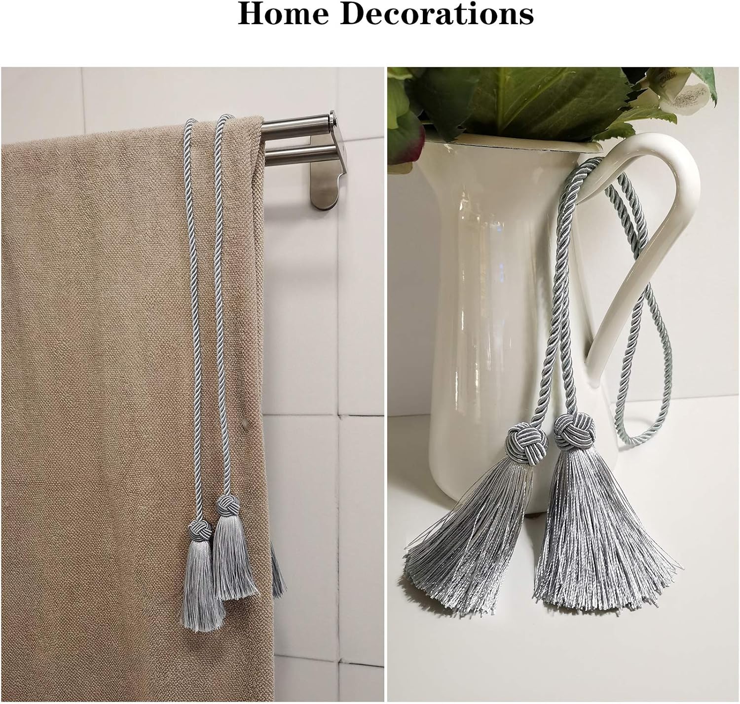 Elegant Grey Tassel Curtain Tiebacks 6 Pack