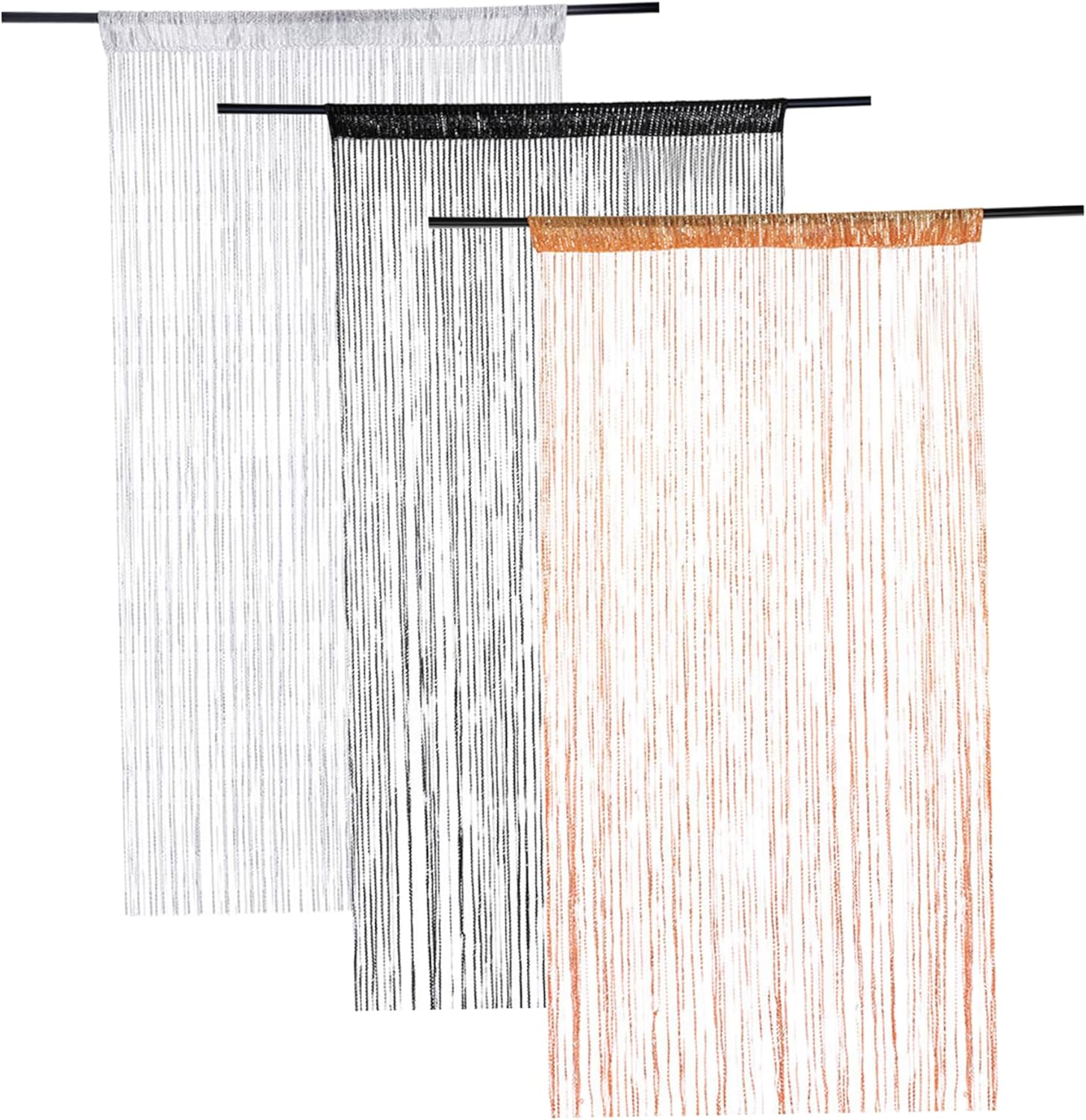 Shiny Beaded Door Curtains 39x79 Black Wedding Decor