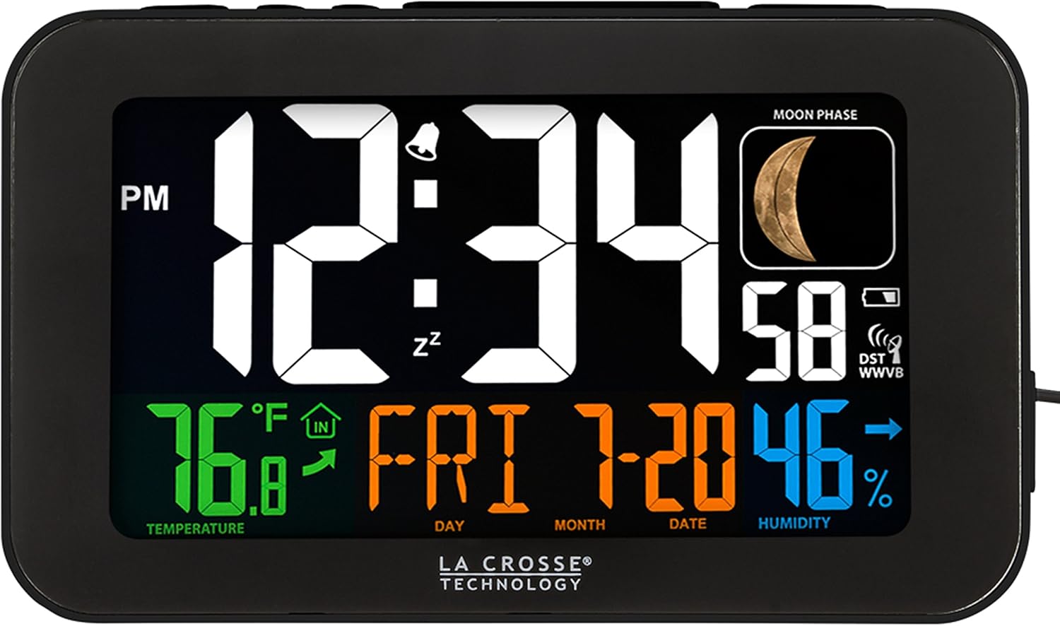 La Crosse Technology Atomic Color Alarm Clock with USB Charging