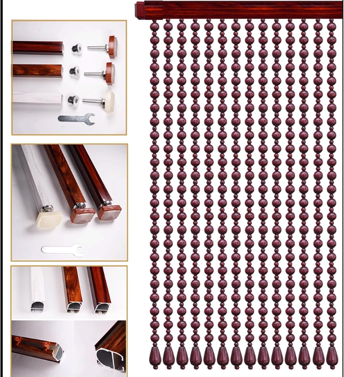 Natural Wooden Beaded Curtains for Room Division