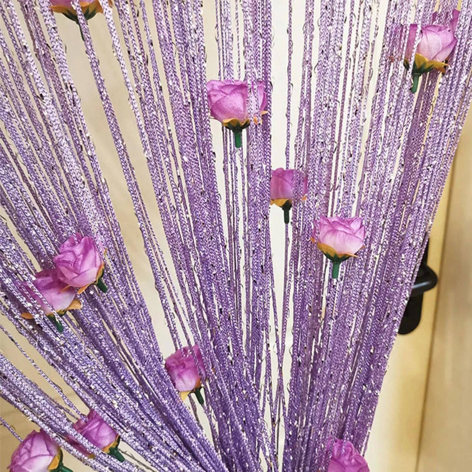 Generic Rose Thread Door Curtain 39x79 Inch Purple