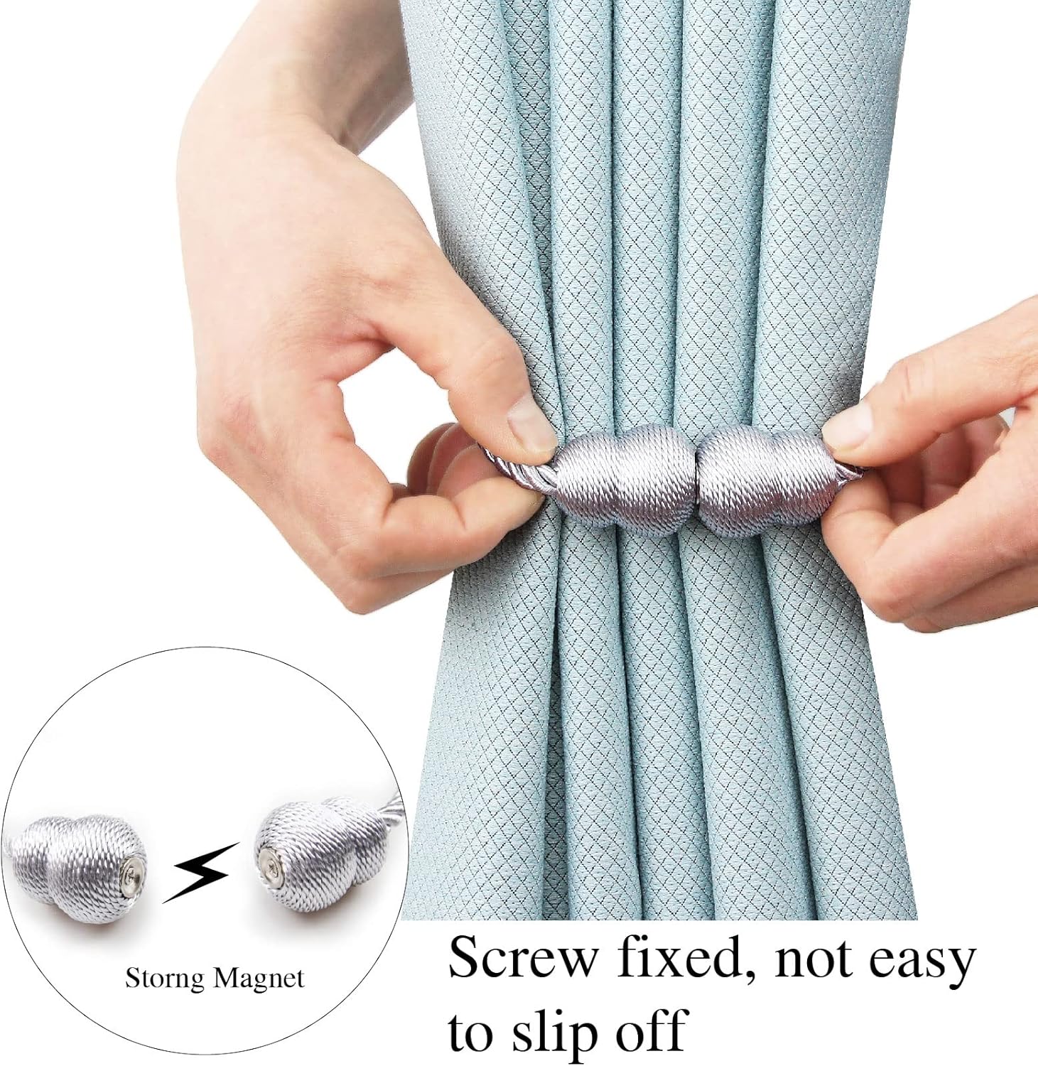 Magnetic Curtain Tiebacks 4 Pack Grey