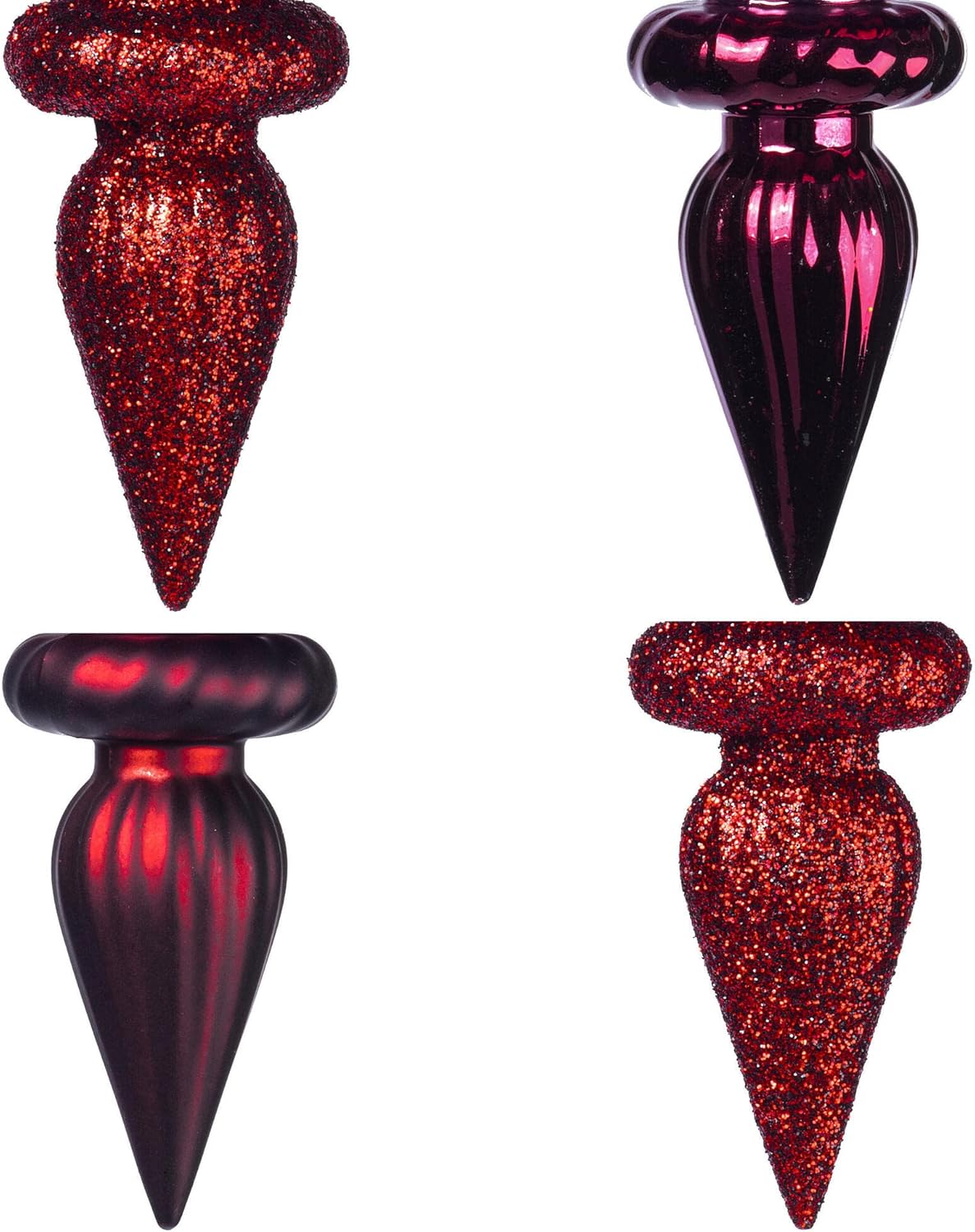 Vickerman 4 Inch 4-Finish Finial Ornament 8 Pack 1
