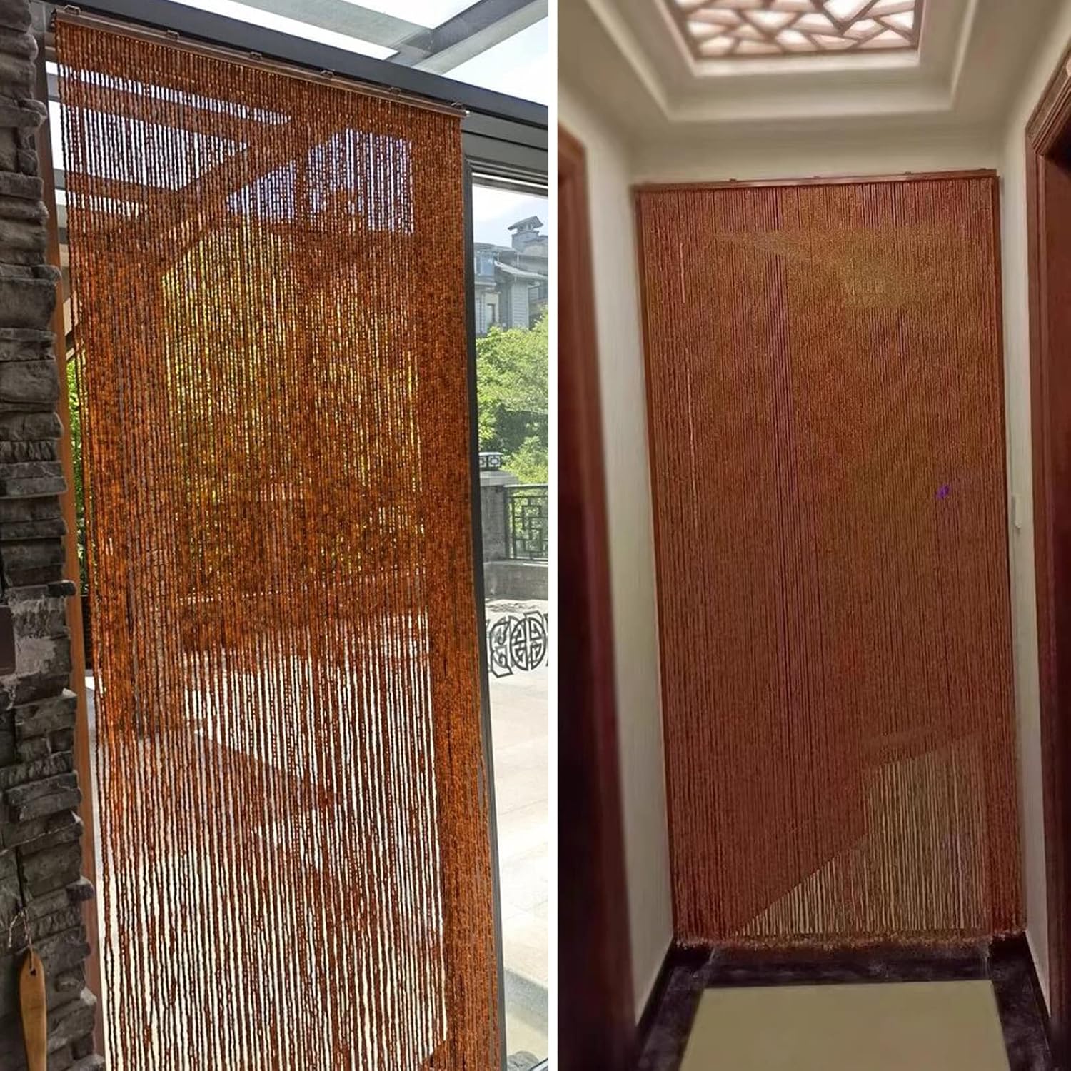 Natural Bamboo Beaded Door Curtain for Privacy