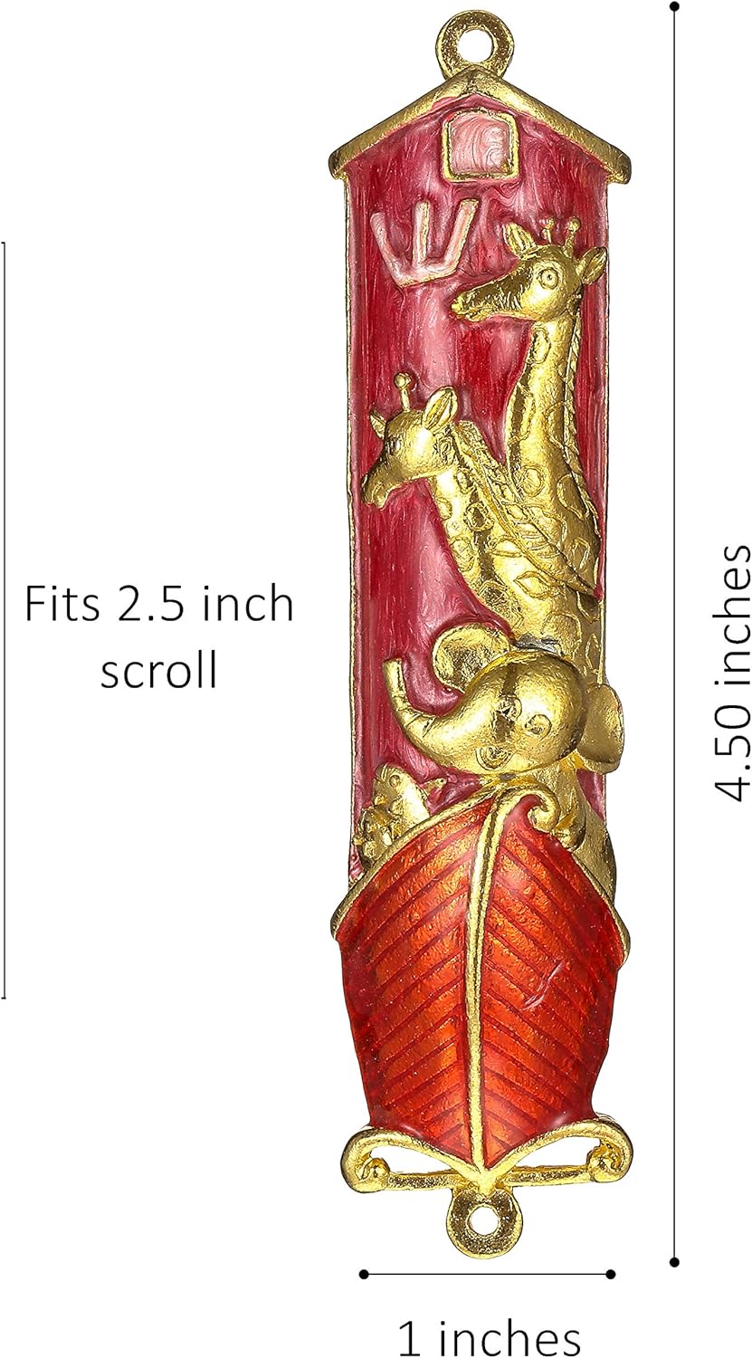 Matashi Hand Painted Mezuzah Gold Plated With Crystals