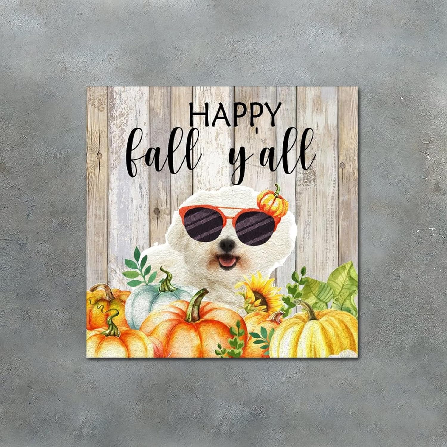 Thanksgiving Hello Fall Decorative Wood Sign 8x8in
