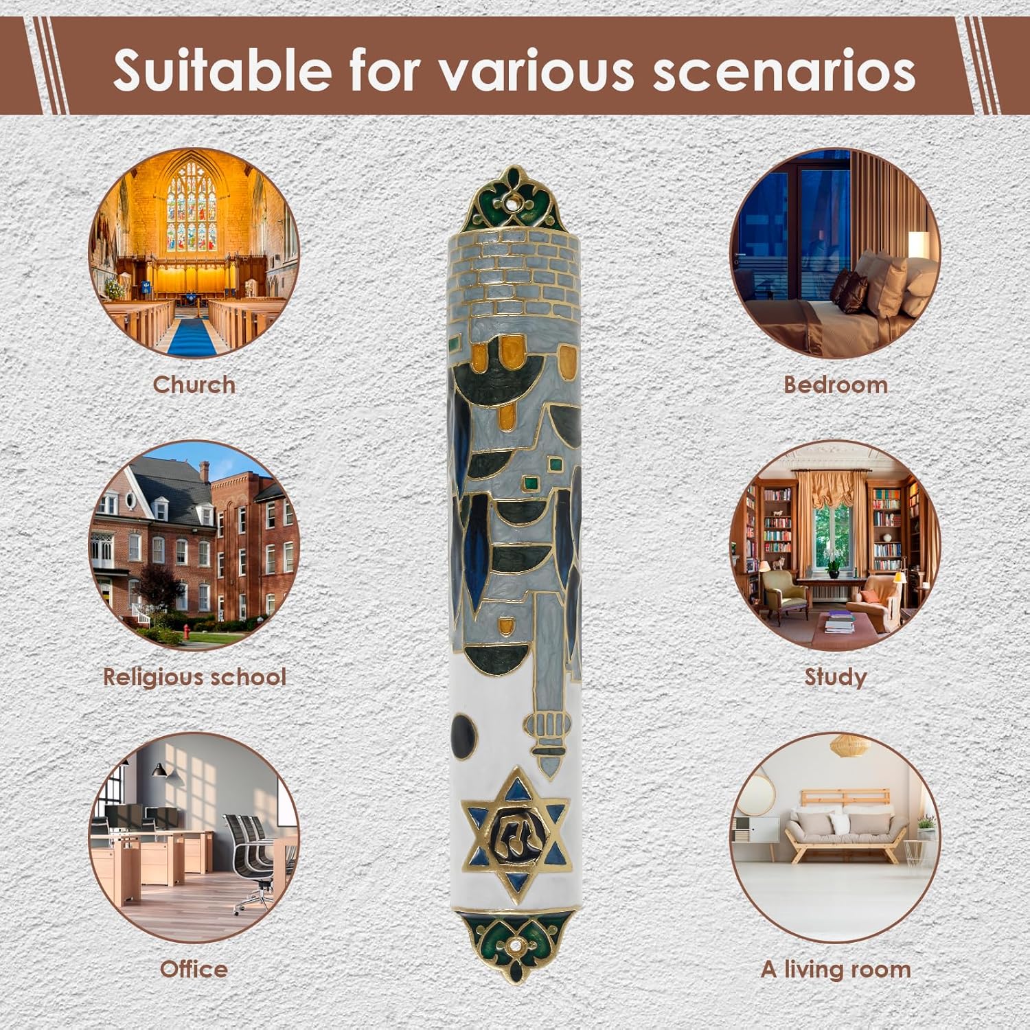 Hand Painted Mezuzah Zinc Alloy Enamel Decorative Mezuzah Colorful