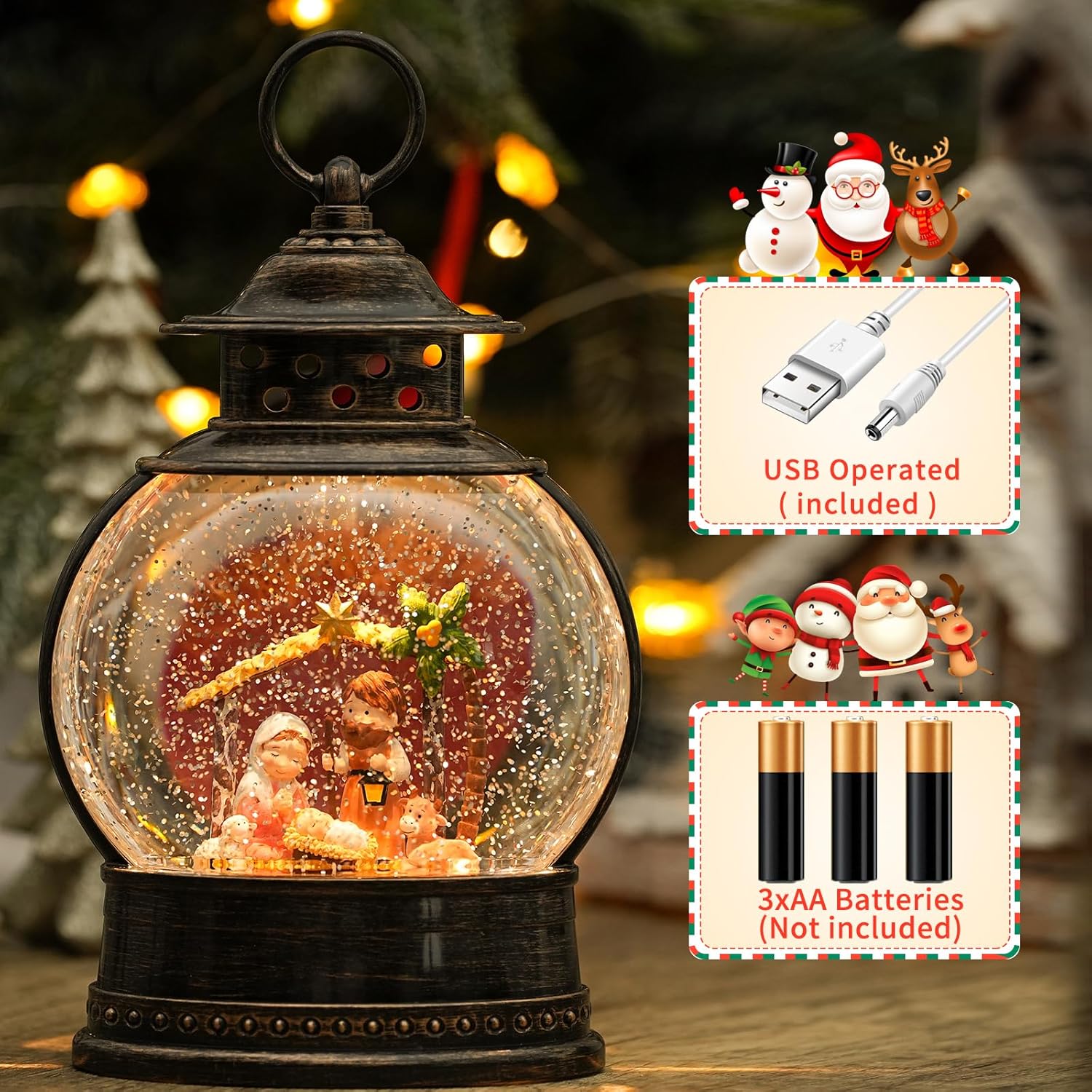 12 Inch Musical Lighted Nativity Snow Globe