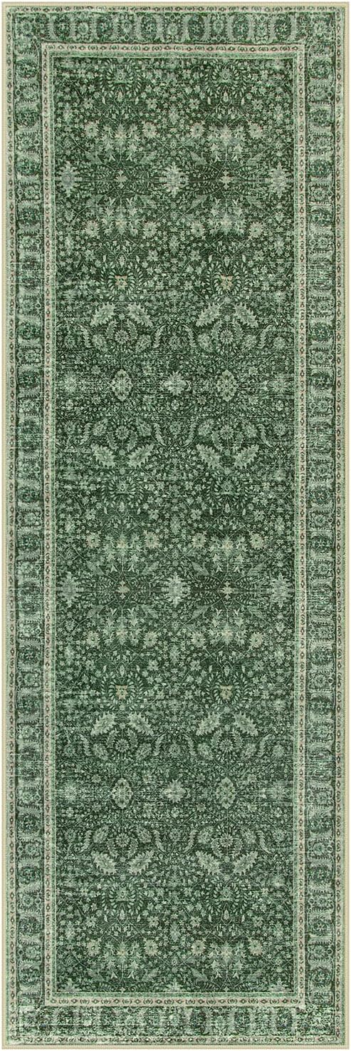 Lahome Vintage Green Washable Kitchen Runner Rug 2x6ft