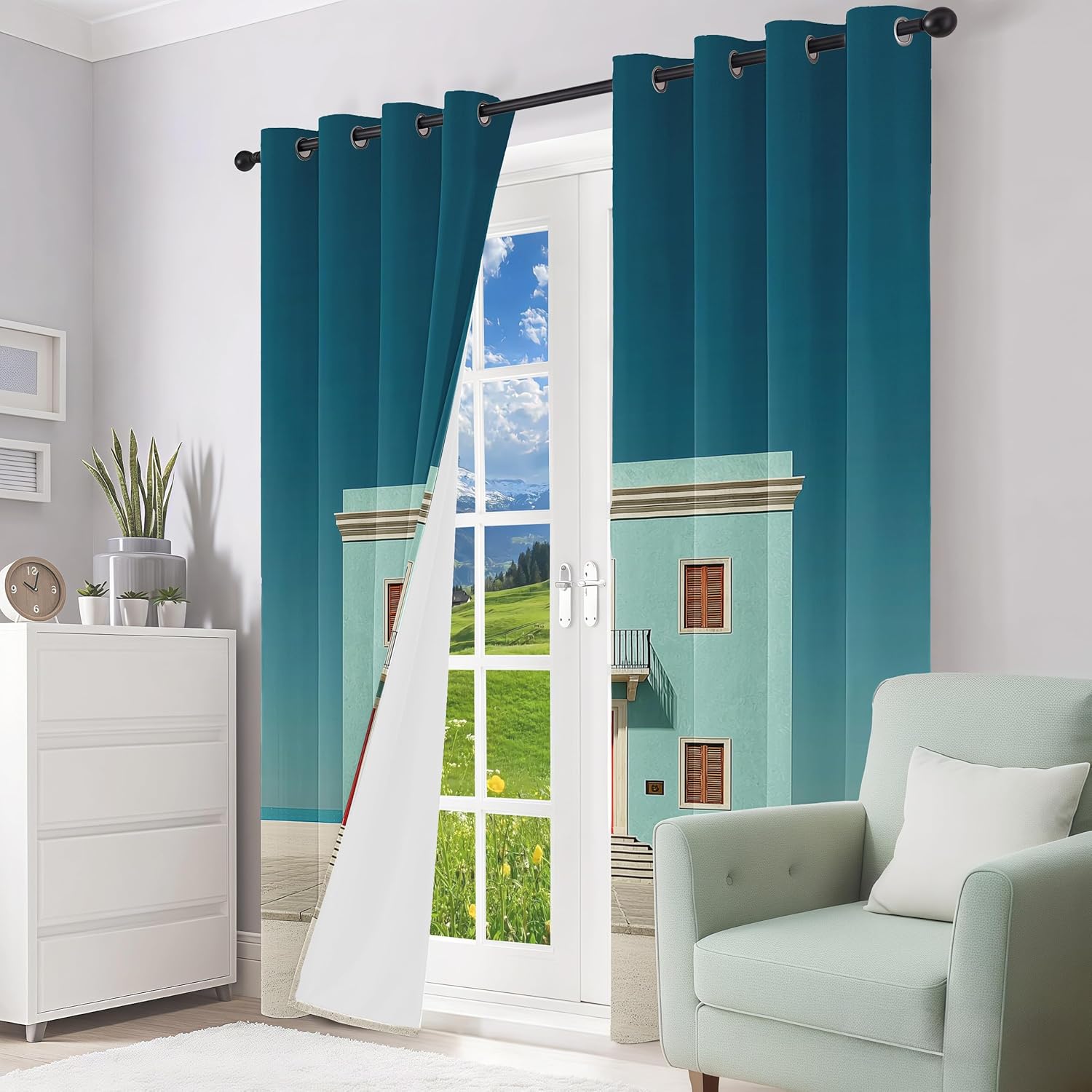European Doorway Curtains with Grommet 2 Panel Set