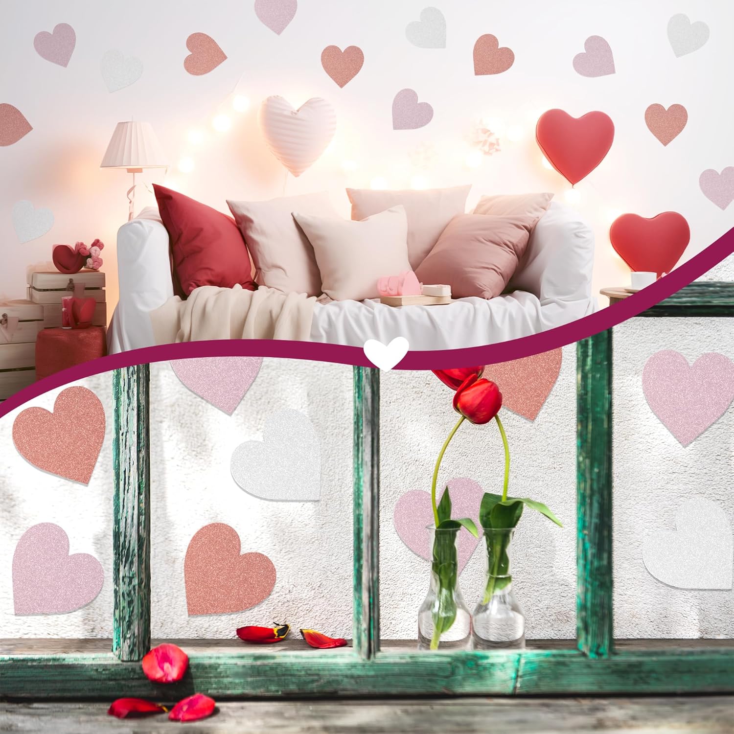 Valentine Glitter Heart Cutouts for Decorations