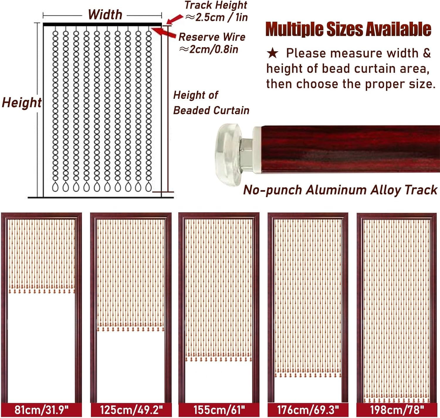 NEVKA Wooden Bead Curtain for Doorways and Windows