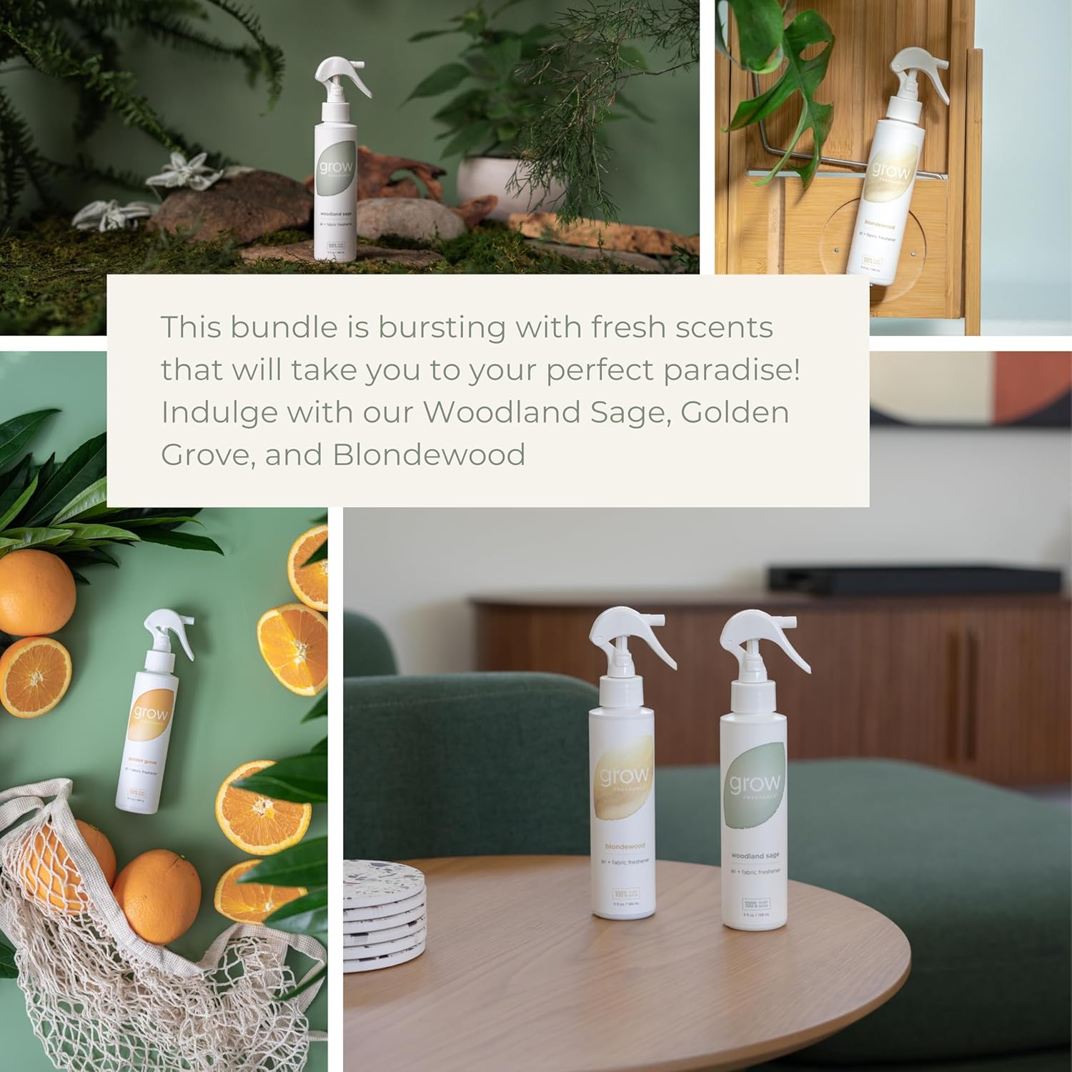 Grow Fragrance 100 Plant-Based Air Freshener 3 Pack