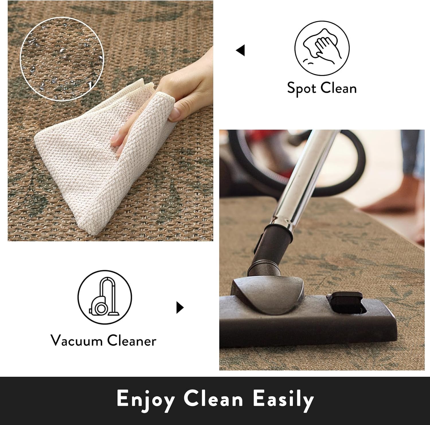 Lahome Floral Jute Hallway Rug 2x8 Non Slip Washable Carpet for Entryway