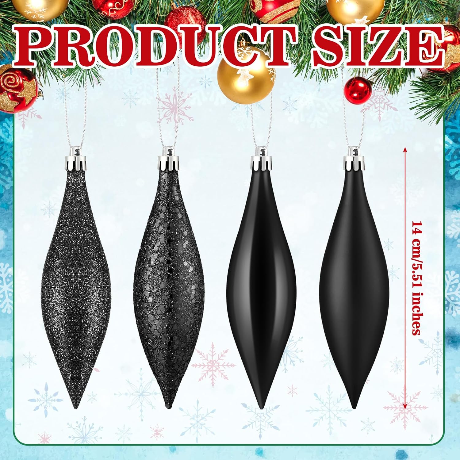 Soaoo 16 Pcs Plastic Finial Drop Christmas Ornaments