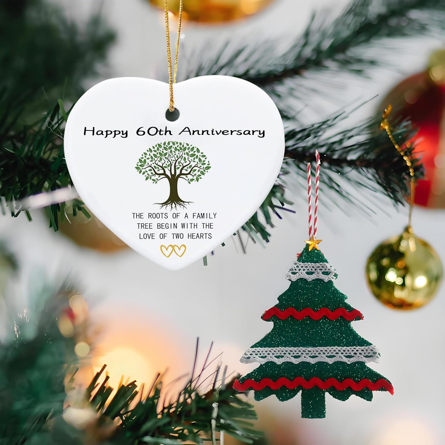 60th Anniversary Heart Ornament Ceramic Keepsake Gift