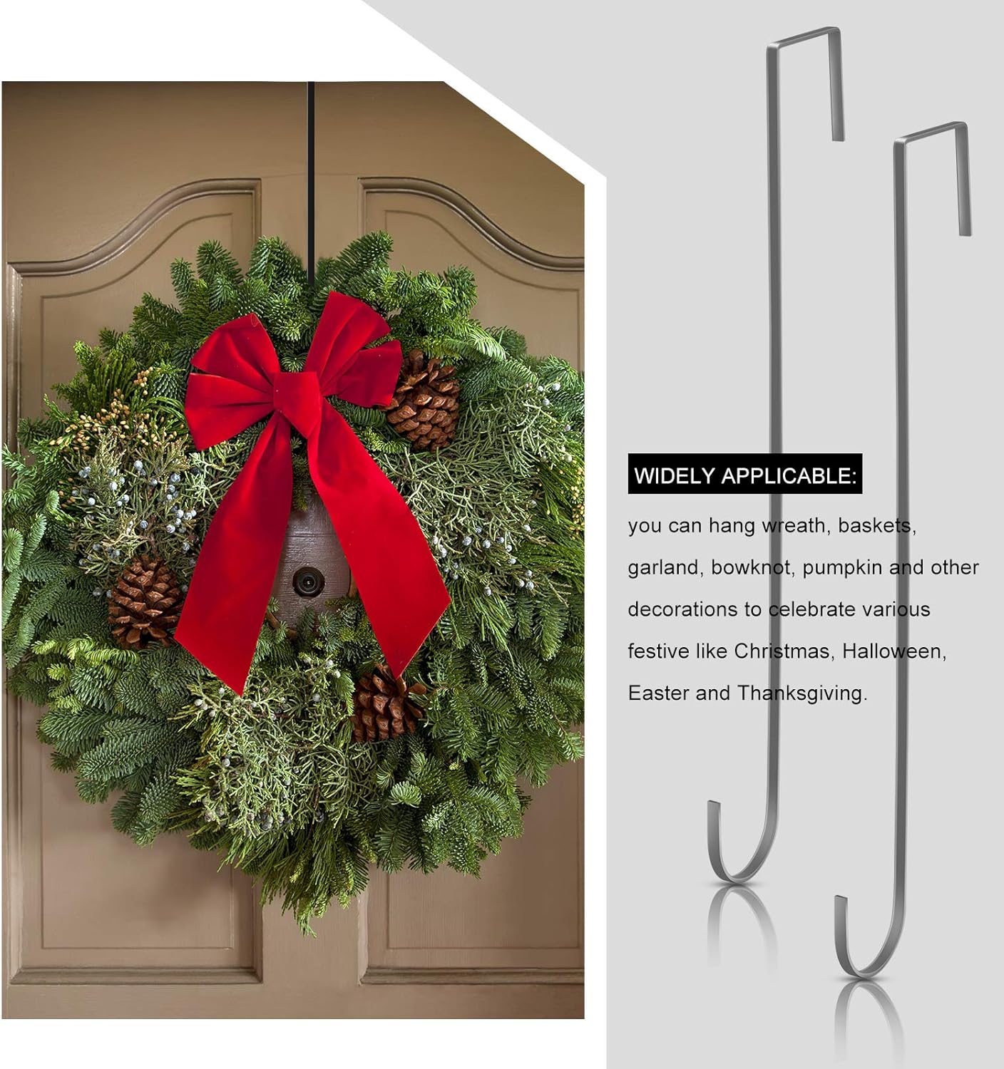Hotop 15 Inch Steel Wreath Hanger Hook Set