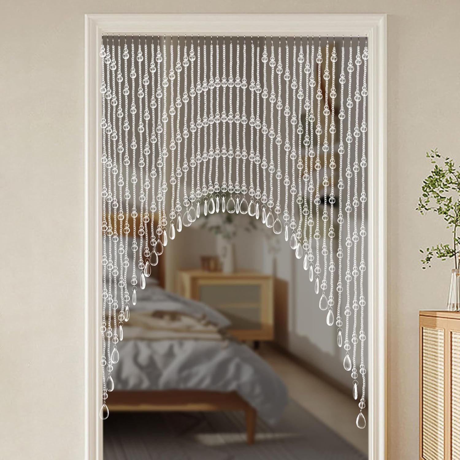 Crystal Beaded Curtain with Hooks for Doorway