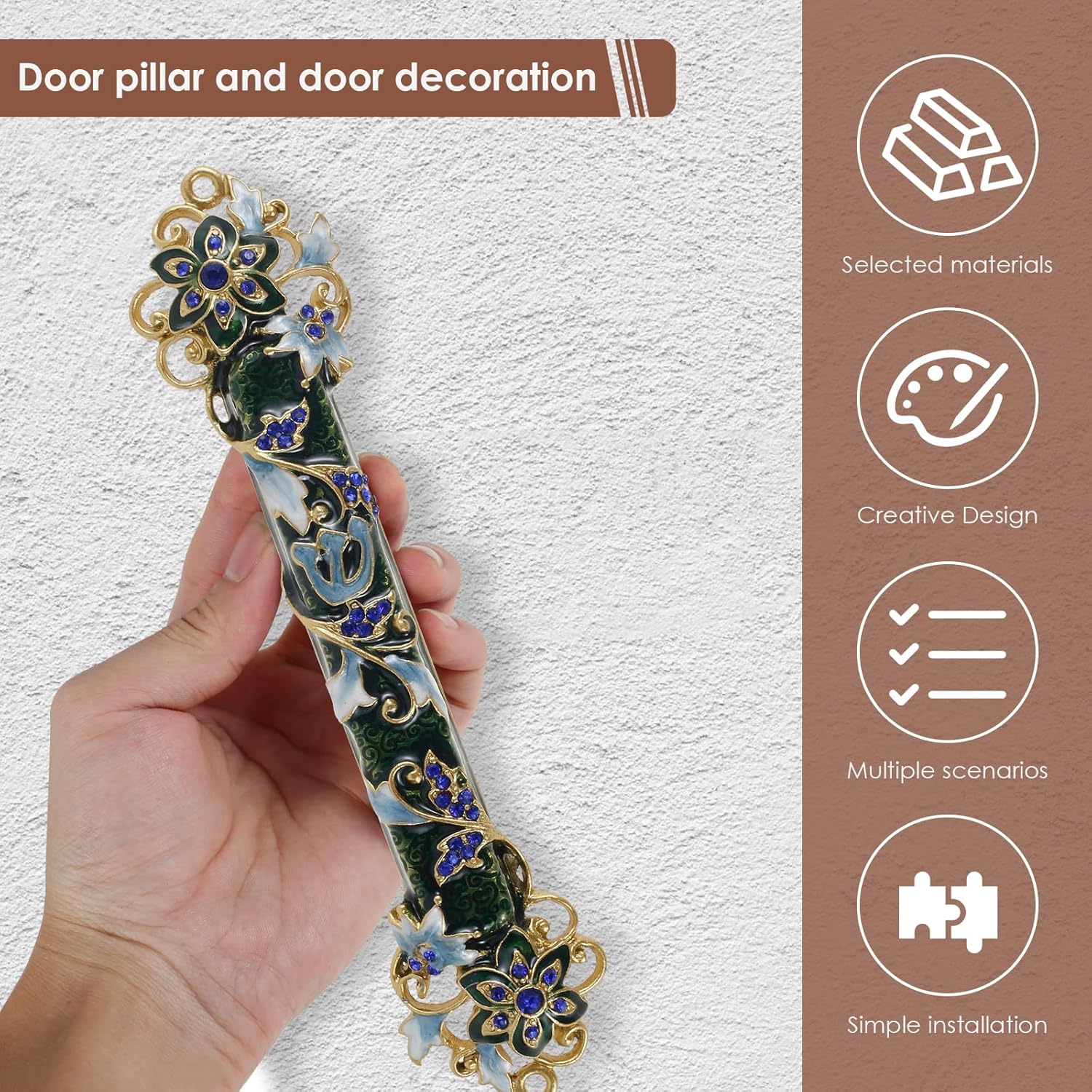 Hand Painted Mezuzah with Scroll Decor