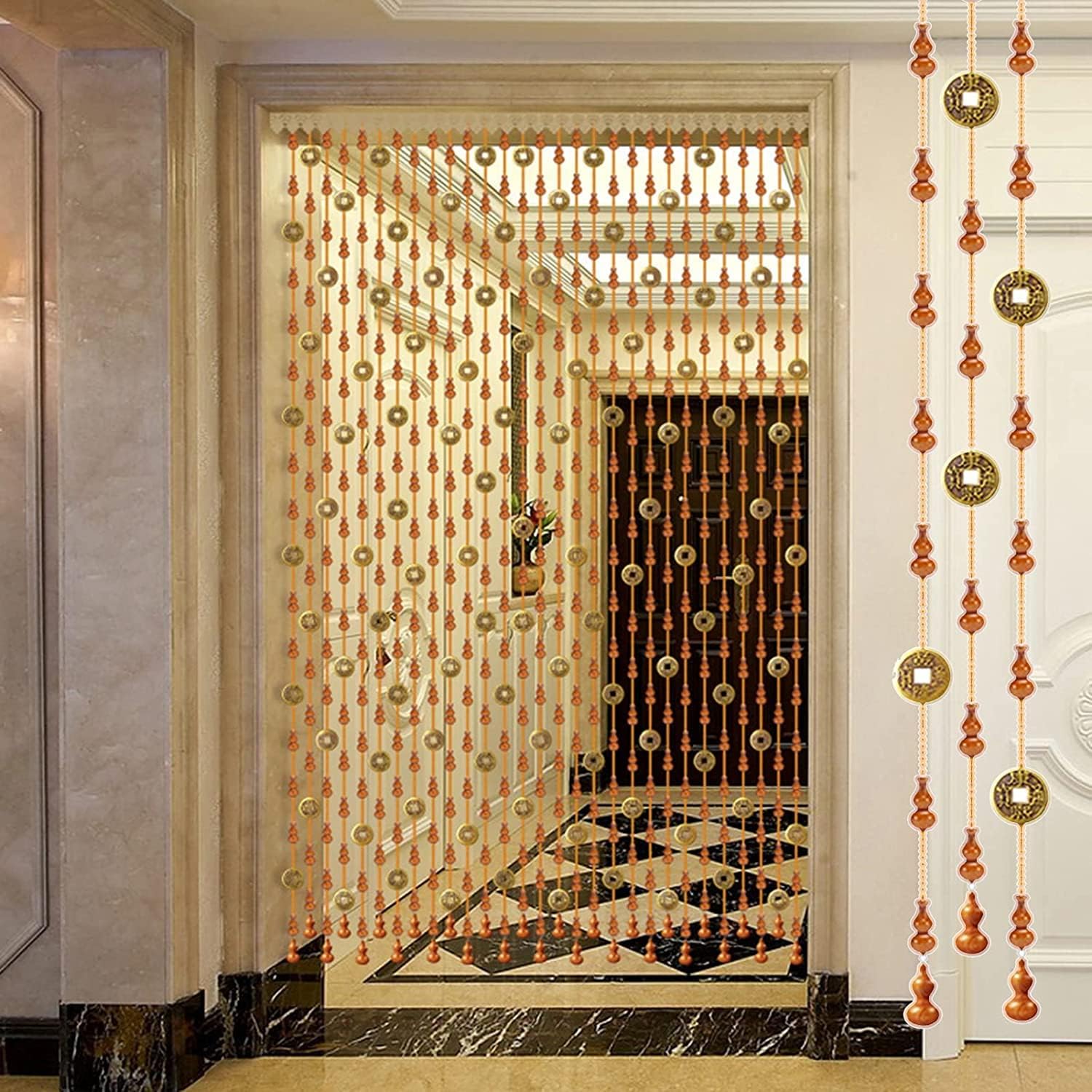 Tophacker Beaded Curtain Natural Wooden Beads Door String